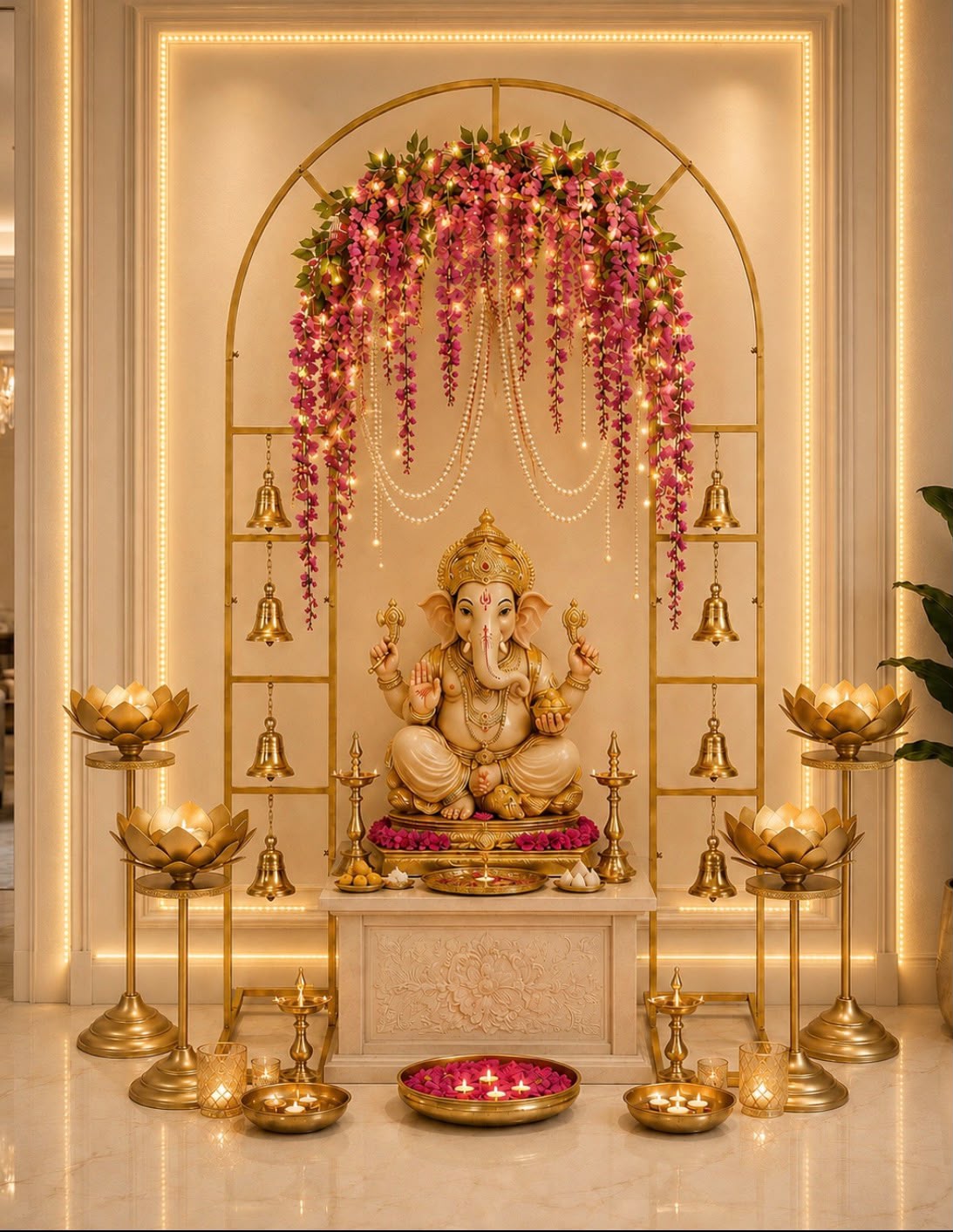Royal Ganesha Temple Arch decor theme